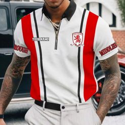 Middlesbrough FC Custom Name New Version Zipper Polo Shirt