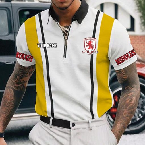 Middlesbrough FC Custom Name New Version Zipper Polo Shirt Middlesbrough FC Custom Name New Version Zipper Polo Shirt
