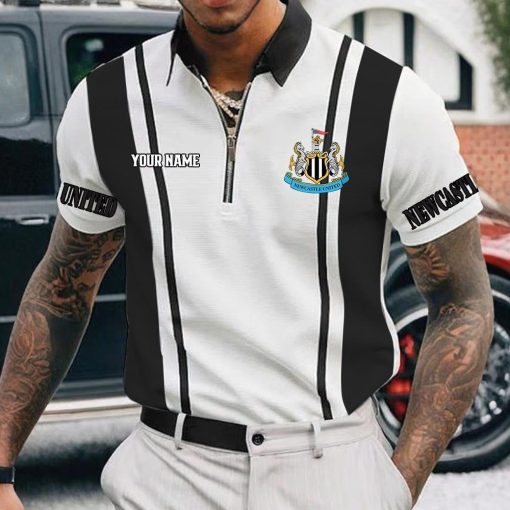Newcastle United FC Custom Name New Version Zipper Polo Shirt