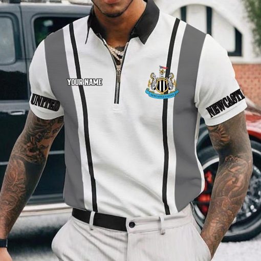 Newcastle United FC Custom Name New Version Zipper Polo Shirt Newcastle United FC Custom Name New Version Zipper Polo Shirt