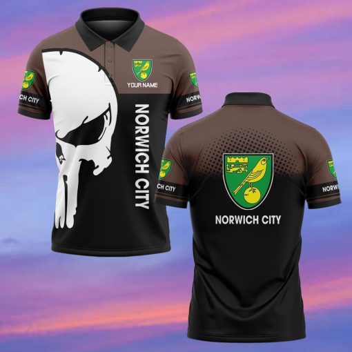 Norwich City FC Custom Name New Edition Skull Polo Shirt Norwich City FC Custom Name New Edition Skull Polo Shirt