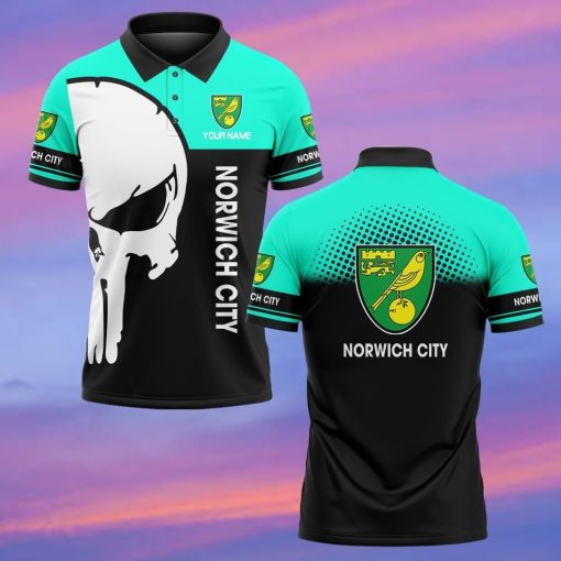 Norwich City FC Custom Name New Edition Skull Polo Shirt Norwich City FC Custom Name New Edition Skull Polo Shirt