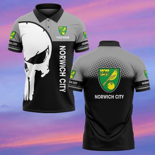 Norwich City FC Custom Name New Edition Skull Polo Shirt Norwich City FC Custom Name New Edition Skull Polo Shirt