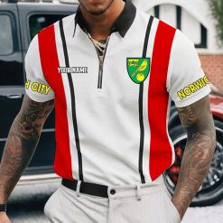Norwich City FC Custom Name New Version Zipper Polo Shirt