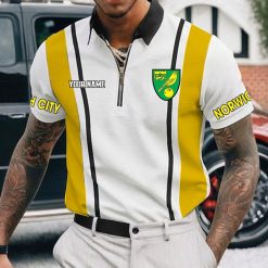 Norwich City FC Custom Name New Version Zipper Polo Shirt
