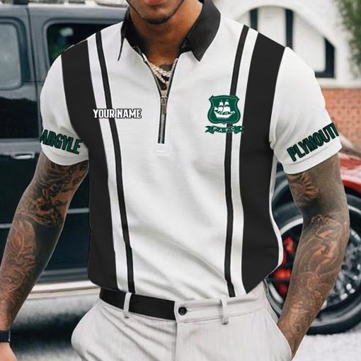 Plymouth Argyle FC Custom Name New Version Zipper Polo Shirt Plymouth Argyle FC Custom Name New Version Zipper Polo Shirt