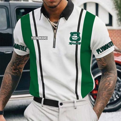 Plymouth Argyle FC Custom Name New Version Zipper Polo Shirt