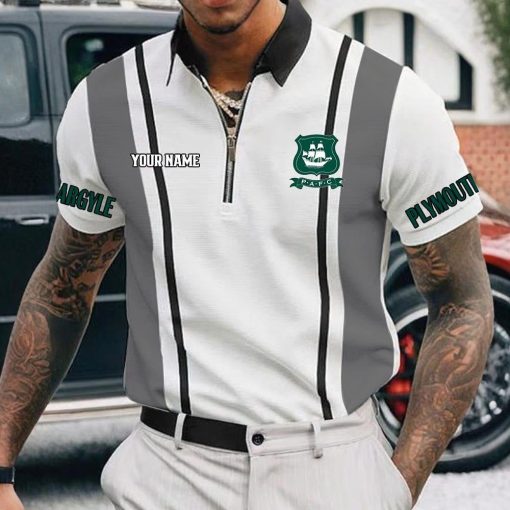 Plymouth Argyle FC Custom Name New Version Zipper Polo Shirt Plymouth Argyle FC Custom Name New Version Zipper Polo Shirt