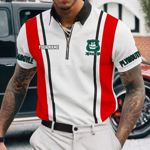 Plymouth Argyle FC Custom Name New Version Zipper Polo Shirt Plymouth Argyle FC Custom Name New Version Zipper Polo Shirt