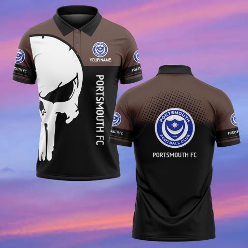 Portsmouth FC Custom Name New Edition Skull Polo Shirt Portsmouth FC Custom Name New Edition Skull Polo Shirt