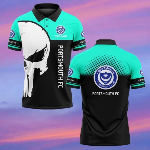 Portsmouth FC Custom Name New Edition Skull Polo Shirt Portsmouth FC Custom Name New Edition Skull Polo Shirt