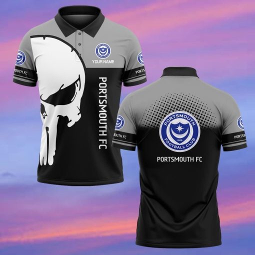 Portsmouth FC Custom Name New Edition Skull Polo Shirt Portsmouth FC Custom Name New Edition Skull Polo Shirt