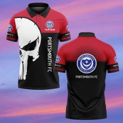 Portsmouth FC Custom Name New Edition Skull Polo Shirt