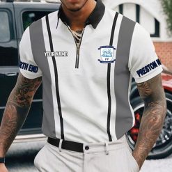 Preston North End FC Custom Name New Version Zipper Polo Shirt
