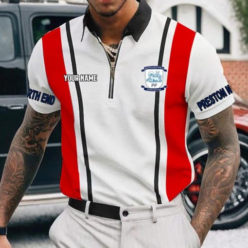 Preston North End FC Custom Name New Version Zipper Polo Shirt Preston North End FC Custom Name New Version Zipper Polo Shirt