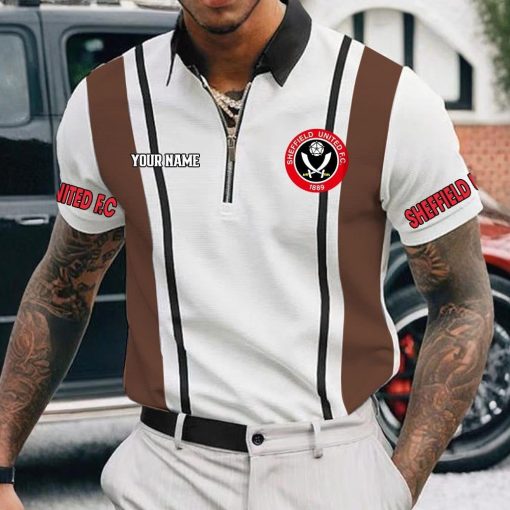 Sheffield United FC Custom Name New Version Zipper Polo Shirt Sheffield United FC Custom Name New Version Zipper Polo Shirt