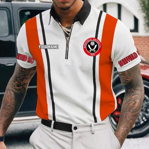 Sheffield United FC Custom Name New Version Zipper Polo Shirt Sheffield United FC Custom Name New Version Zipper Polo Shirt