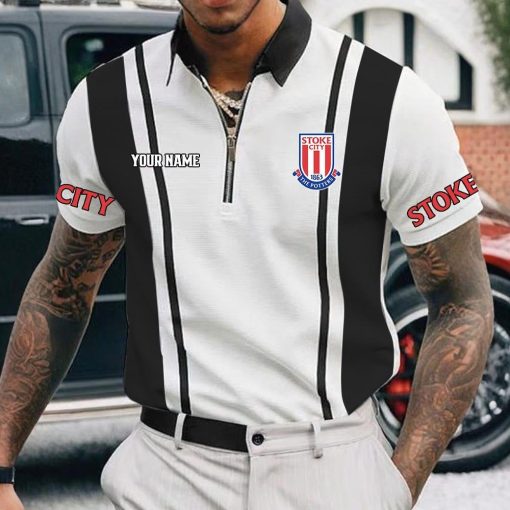 Stoke City FC Custom Name New Version Zipper Polo Shirt Stoke City FC Custom Name New Version Zipper Polo Shirt