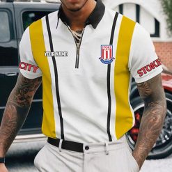 Stoke City FC Custom Name New Version Zipper Polo Shirt
