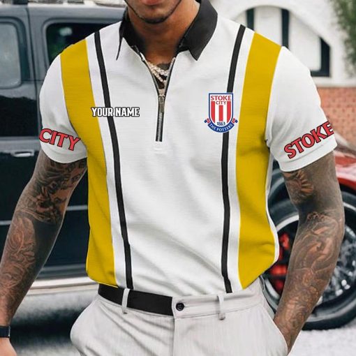 Stoke City FC Custom Name New Version Zipper Polo Shirt Stoke City FC Custom Name New Version Zipper Polo Shirt