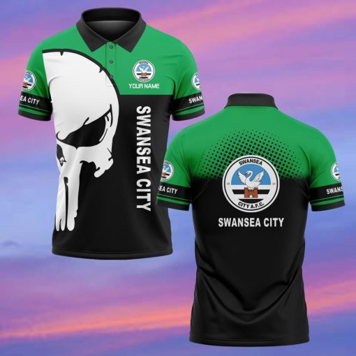 Swansea City AFC Custom Name New Edition Skull Polo Shirt Swansea City AFC Custom Name New Edition Skull Polo Shirt