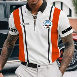 Swansea City AFC Custom Name New Version Zipper Polo Shirt