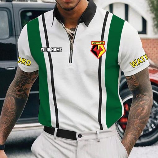 Watford FC Custom Name New Version Zipper Polo Shirt Watford FC Custom Name New Version Zipper Polo Shirt