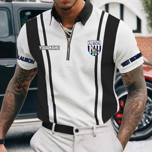 West Bromwich Albion Custom Name New Version Zipper Polo Shirt
