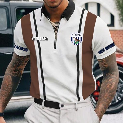 West Bromwich Albion Custom Name New Version Zipper Polo Shirt West Bromwich Albion Custom Name New Version Zipper Polo Shirt