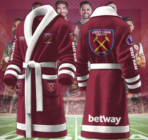 West Ham United FC Custom Name New Version Fleece Bathrobe