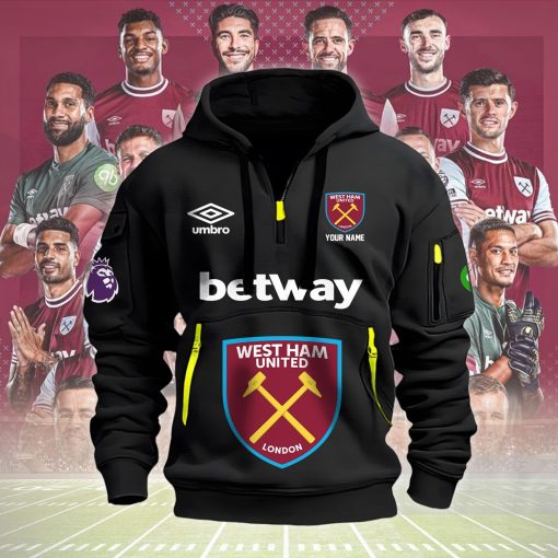 West Ham United FC Custom Name New Version Quarter Zip Hoodie West Ham United FC Custom Name New Version Quarter Zip Hoodie