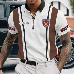 West Ham United FC Custom Name New Version Zipper Polo Shirt