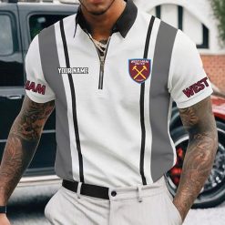 West Ham United FC Custom Name New Version Zipper Polo Shirt