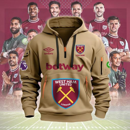 West Ham United FC Custom Name New Version Quarter Zip Hoodie West Ham United FC Custom Name New Version Quarter Zip Hoodie