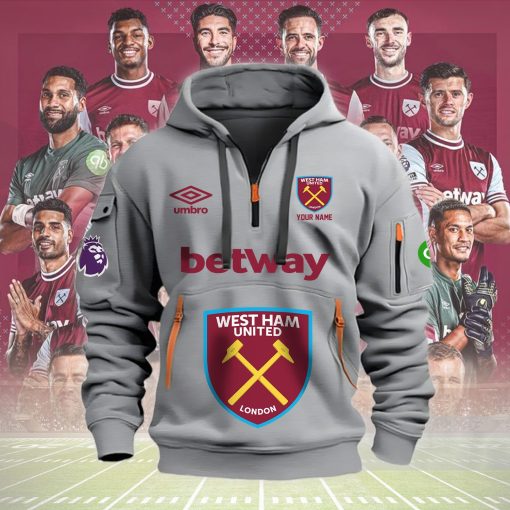 West Ham United FC Custom Name New Version Quarter Zip Hoodie West Ham United FC Custom Name New Version Quarter Zip Hoodie