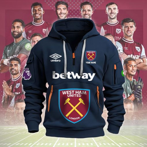 West Ham United FC Custom Name New Version Quarter Zip Hoodie West Ham United FC Custom Name New Version Quarter Zip Hoodie