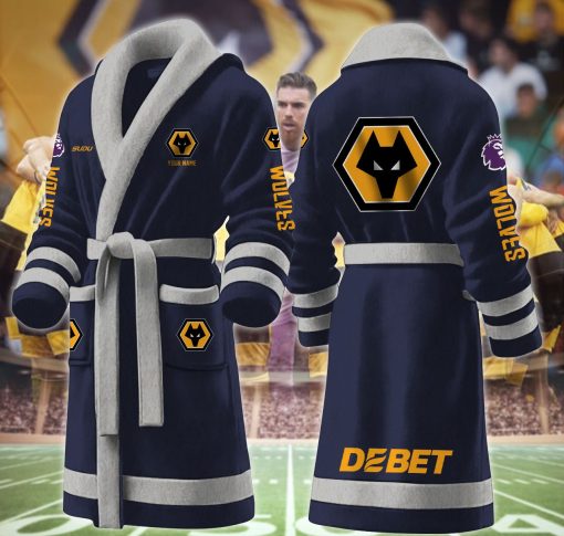Wolverhampton Wanderers FC Custom Name New Version Fleece Bathrobe