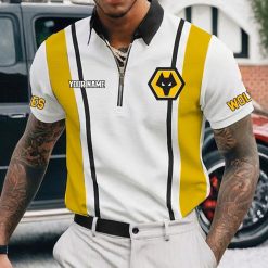 Wolverhampton Wanderers FC Custom Name New Version Zipper Polo Shirt
