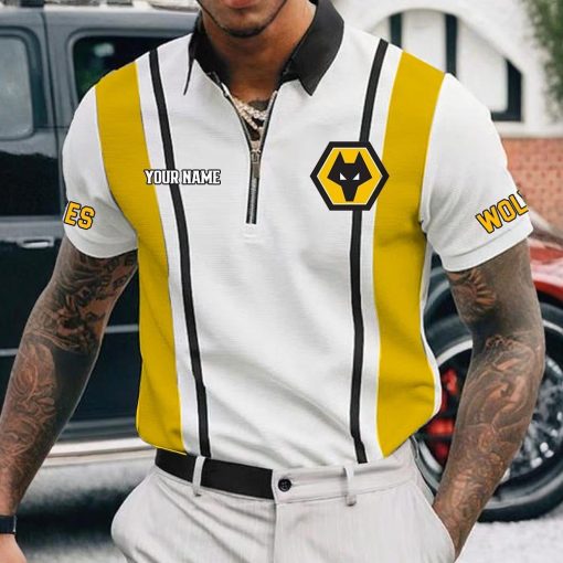 Wolverhampton Wanderers FC Custom Name New Version Zipper Polo Shirt