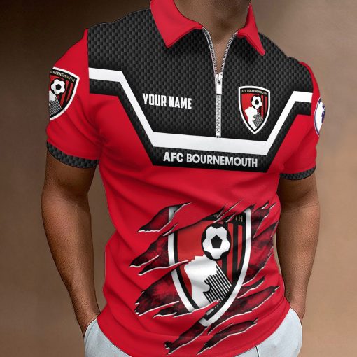 AFC Bournemouth Custom Name New Design Zipper Polo Shirt
