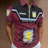 Aston Villa FC Custom Name New Design Zipper Polo Shirt