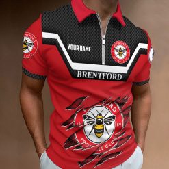 Brentford FC Custom Name New Design Zipper Polo Shirt