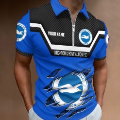 Brighton Hove Albion FC Custom Name New Design Zipper Polo Shirt