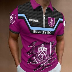 Burnley FC Custom Name New Design Zipper Polo Shirt