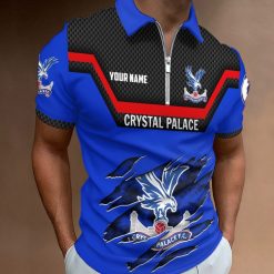 Crystal Palace FC Custom Name New Design Zipper Polo Shirt