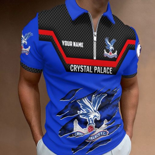 Crystal Palace FC Custom Name New Design Zipper Polo Shirt