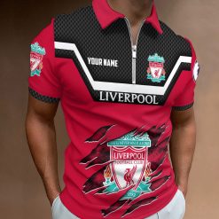 Liverpool FC Custom Name New Design Zipper Polo Shirt