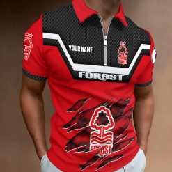 Nottingham Forest FC Custom Name New Design Zipper Polo Shirt