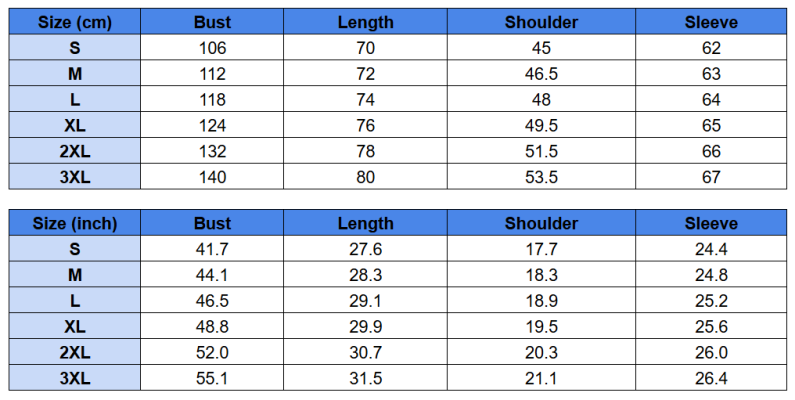 Henley Long Sleeve Shirt Size Chart 