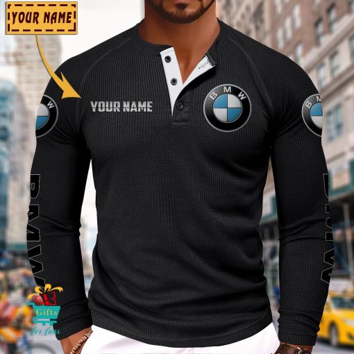 BMW Custom Name New Edition Henley Long Sleeve Shirt